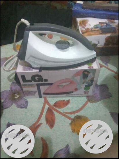 White And Gray LG Steal Iron With Box