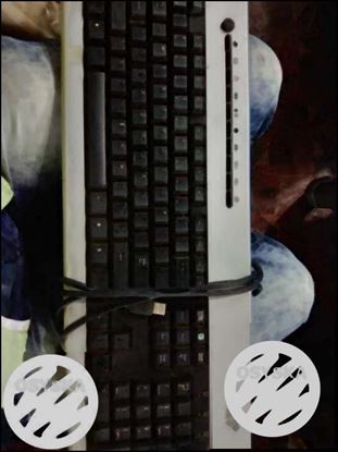 Black And Gray Corded Computer Keyboard