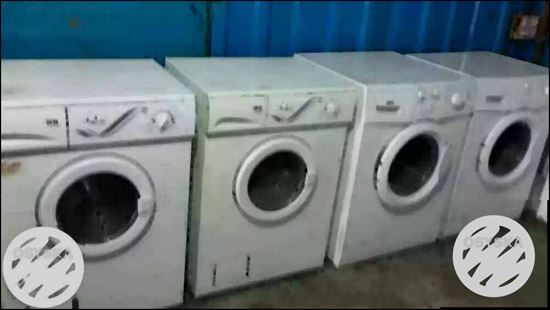 White Front-load washing machines.