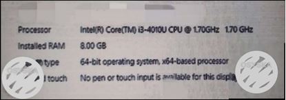 4th Generation Intel Core I3 Computer Specification Screengrab